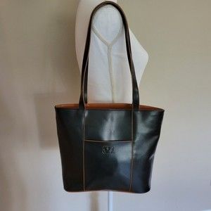 Baekgaard Black Brown Leather Tote Shoulder bag